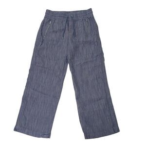 Athleta Cabo Linen Textured Wide Leg Pant Womens 8 Purple Relaxed Fit Beachy